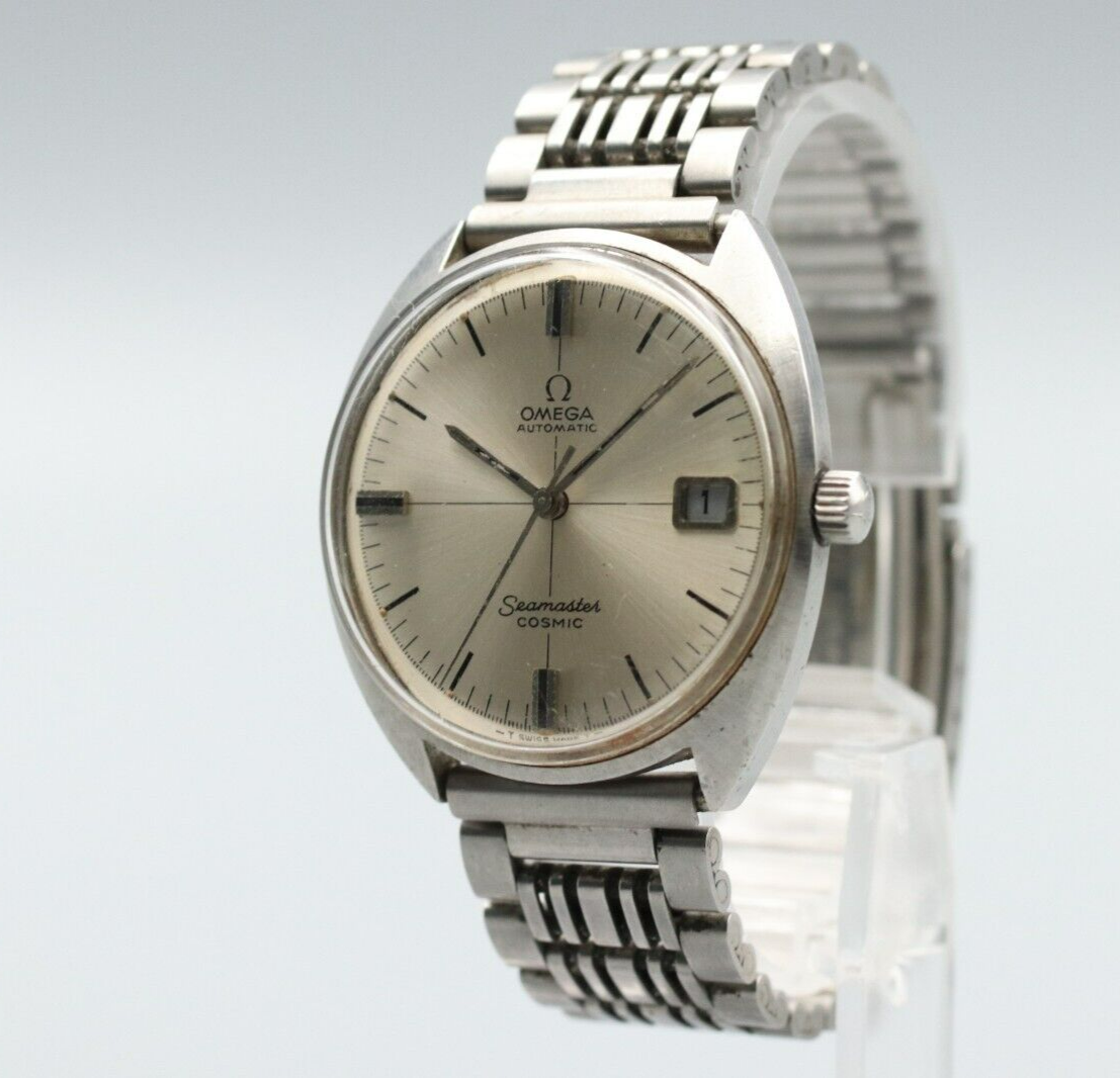 *N MINT* Vintage OMEGA Seamaster Cosmic Automatic Silver Cross Line Mens Watch