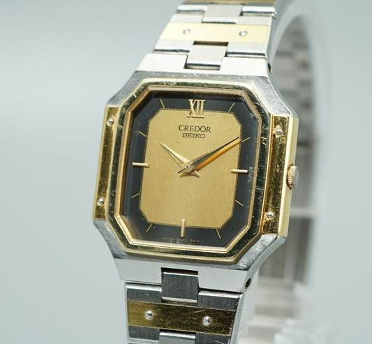 *Exc+5* Vintage SEIKO CREDOR 8420-5360 Quartz Gold Square 23mm Women Watch