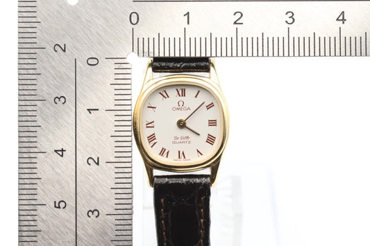 *N MINT* Vintage OMEGA De Ville Cal.1387 Qz White Dial Square 18mm Women Watch