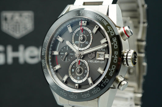*TOP MINT*  TAG HEUER Carrera Heuer 01 CAR201W Automatic Black 44mm Mens Watch