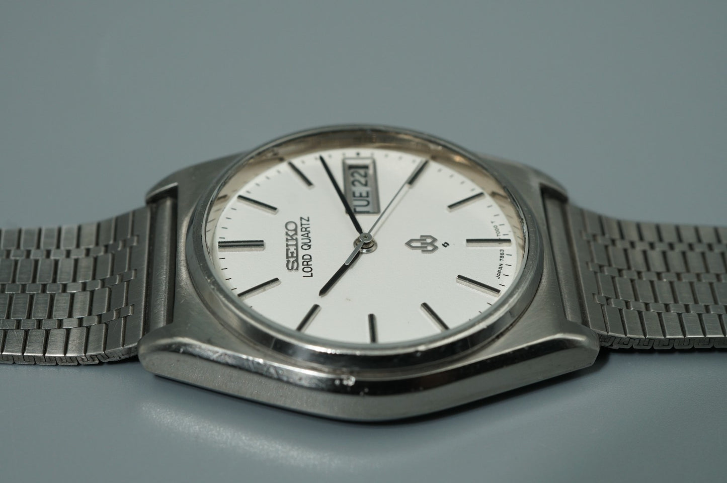 *NEAR MINT* Vintage 1980s SEIKO Lord 7853-7000 Qz White Round 34mm Mens Watch