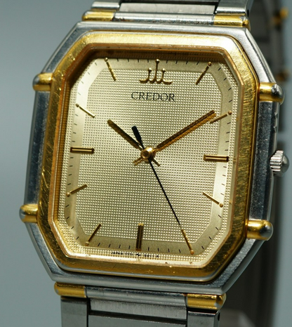 Exc+5 Vintage 1994 SEIKO CREDOR  7771-5011 Quartz Gold  Hexagon 30mm Mens Watch