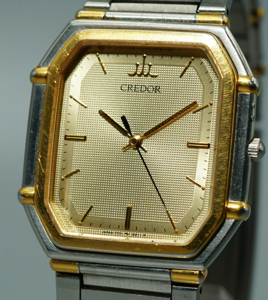 Exc+5 Vintage 1994 SEIKO CREDOR  7771-5011 Quartz Gold  Hexagon 30mm Mens Watch