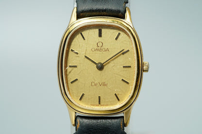 Exc+5 Vintage 1986 OMEGA De Ville Cal.1450 Ref.591.0281 Qz Gold 20mm Women Watch