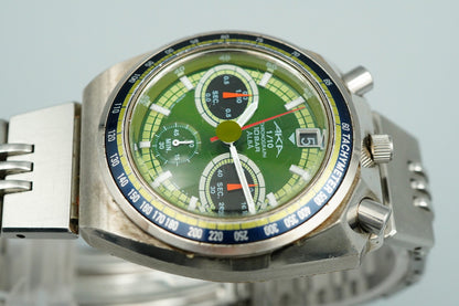 *Exc+5* Vintage SEIKO ALBA V657 6060 Quartz Green Dial Round 41mm Mens Watch