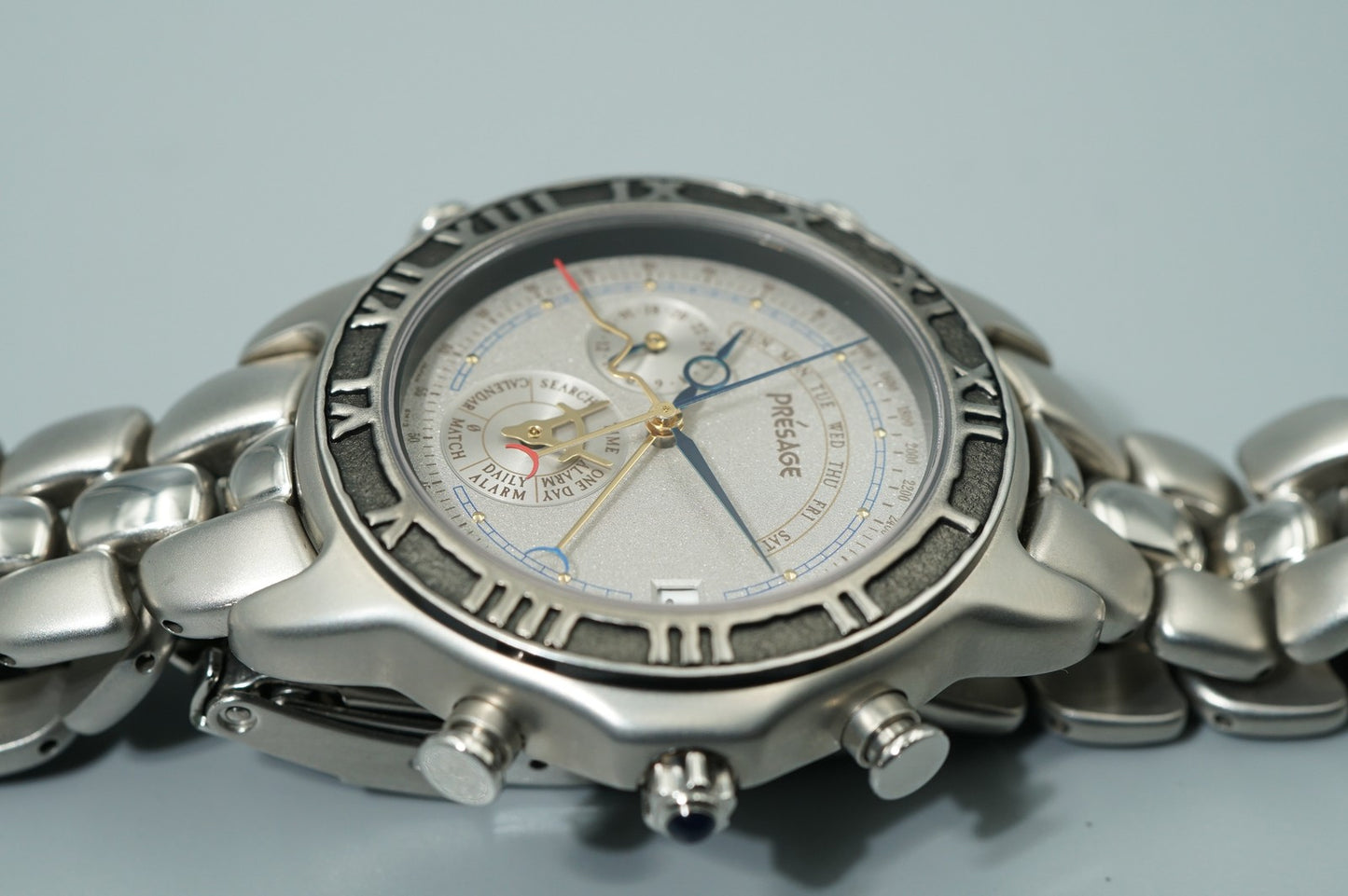 N MINT Vintage 1991 SEIKO PRESAGE  6M13-7000 Quartz Silver Round 38mm Mens Watch