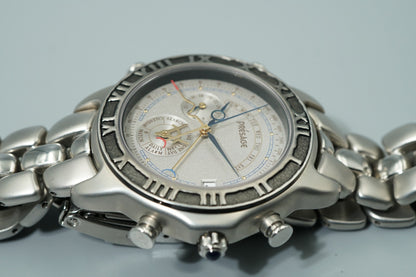 N MINT Vintage 1991 SEIKO PRESAGE  6M13-7000 Quartz Silver Round 38mm Mens Watch