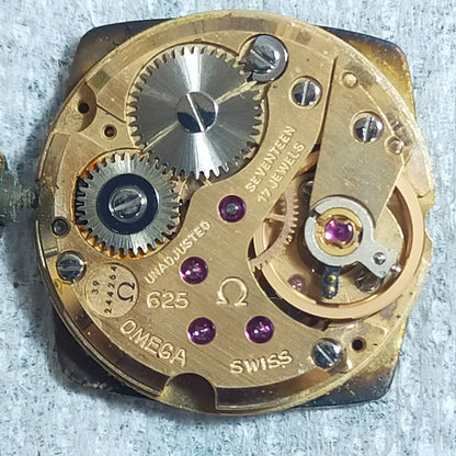 *Exc+5* Vintage OMEGA De Ville Cal.625 Hand Winding Gold Dial Square Women Watch