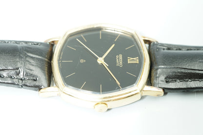 *Exc+5* Vintage 1980 SEIKO Chariot 5931-5350 Qz Black Hexagon 30mm Mens Watch