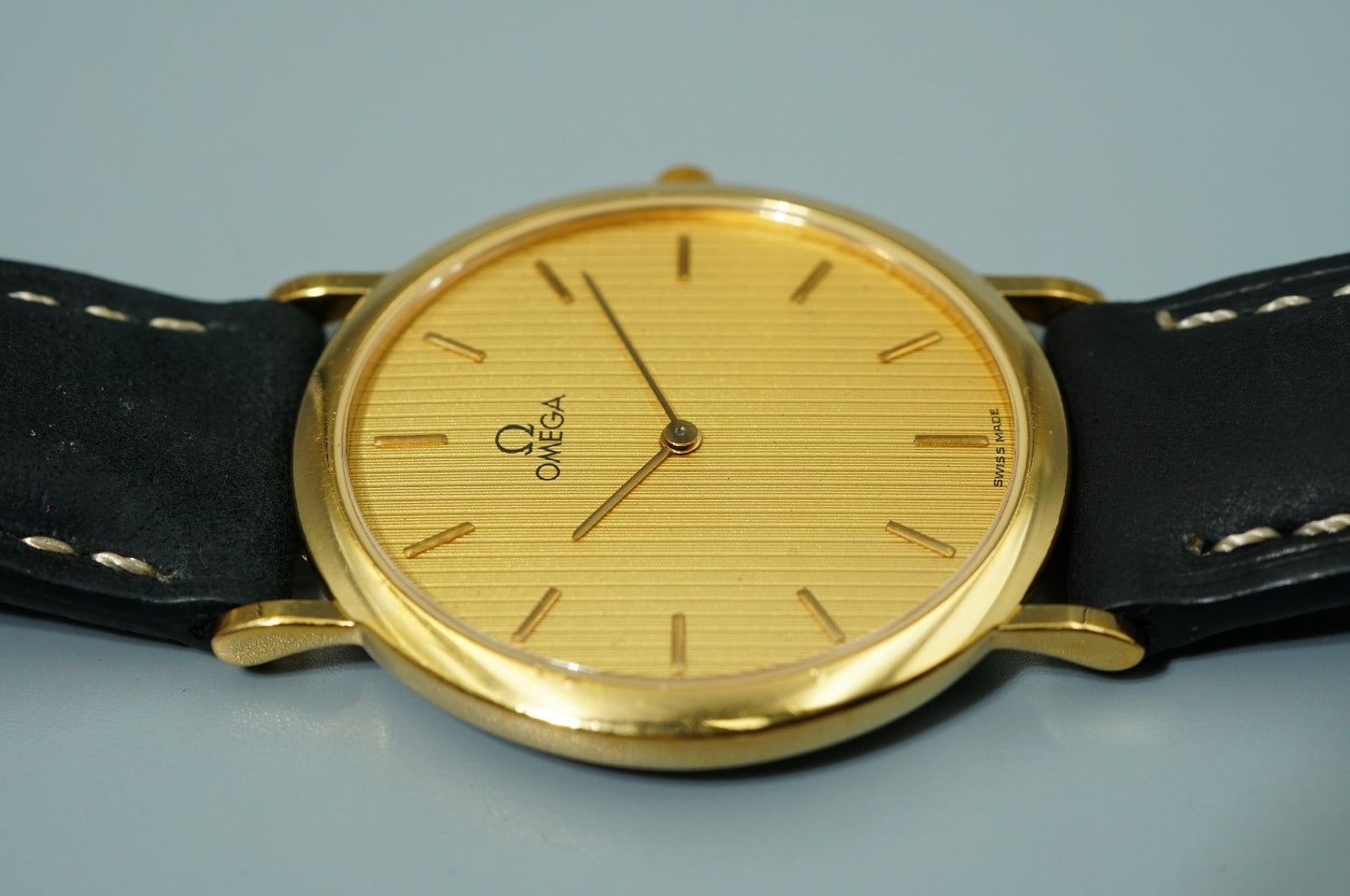 *Exc+5* Vintage OMEGA De Ville Ref.195.0075.2 Qz Gold Round 32mm Mens Watch