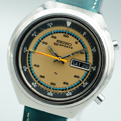 *Exc+5* Vintage 1972 SEIKO 5SPORTS 7015-6000 AT Gold  Round 42mm Mens Watch