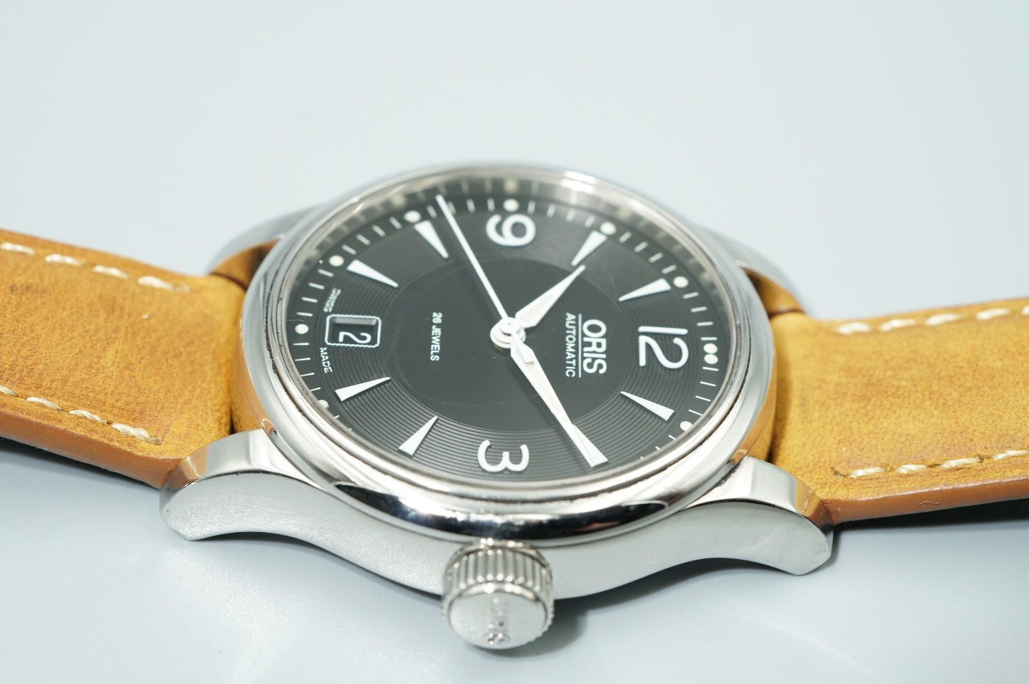 *MINT* Vintage 1980s ORIS Classic 7578 Automatic Black Round 36mm Mens Watch