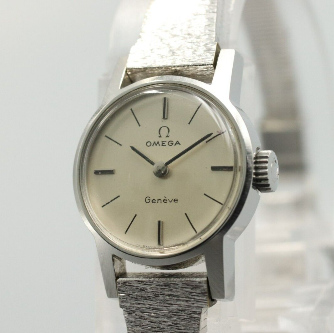 *MINT* Vintage OMEGA Geneve Cal.485 Hand Winding Silver Dial Women Watch