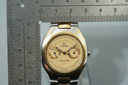 N MINT Vintage 1991 OMEGA Seamaster Cal.1444 Qz Gold Dial Round 31mm Mens Watch