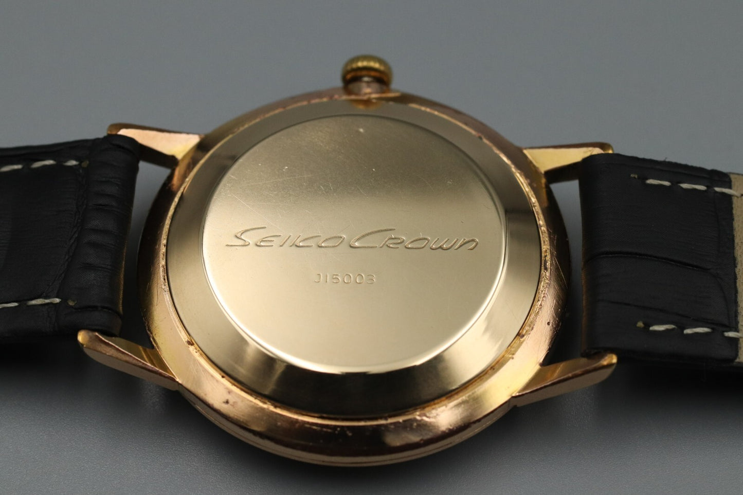 *Exc+5* Vintage SEIKO Crown J15003 Hand Winding Gold Dial 21J Round Mens Watch