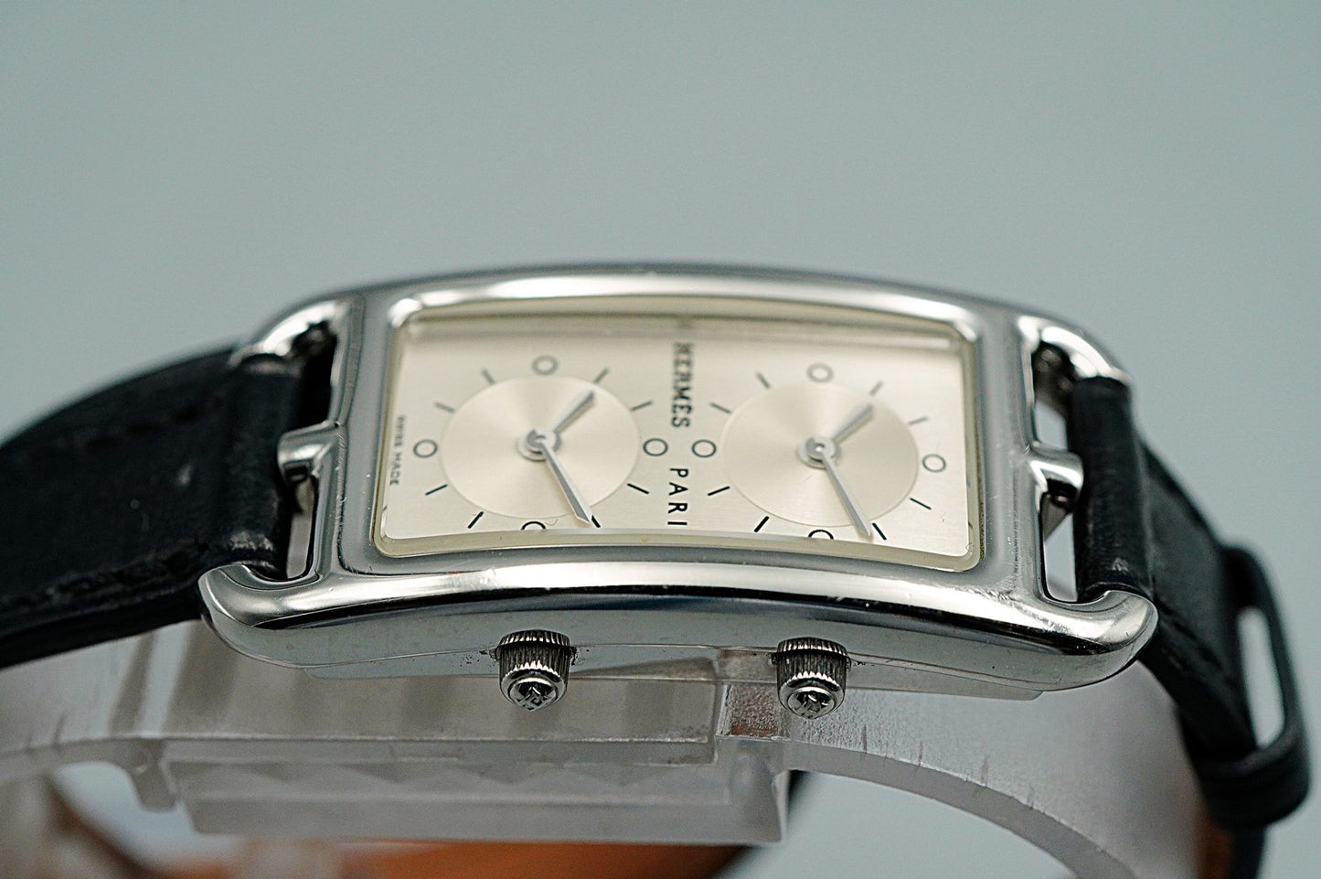 *NEAR MINT* HERMES Cape Cod CC3-210 Quartz Silver Rectangle 20mm Women Watch