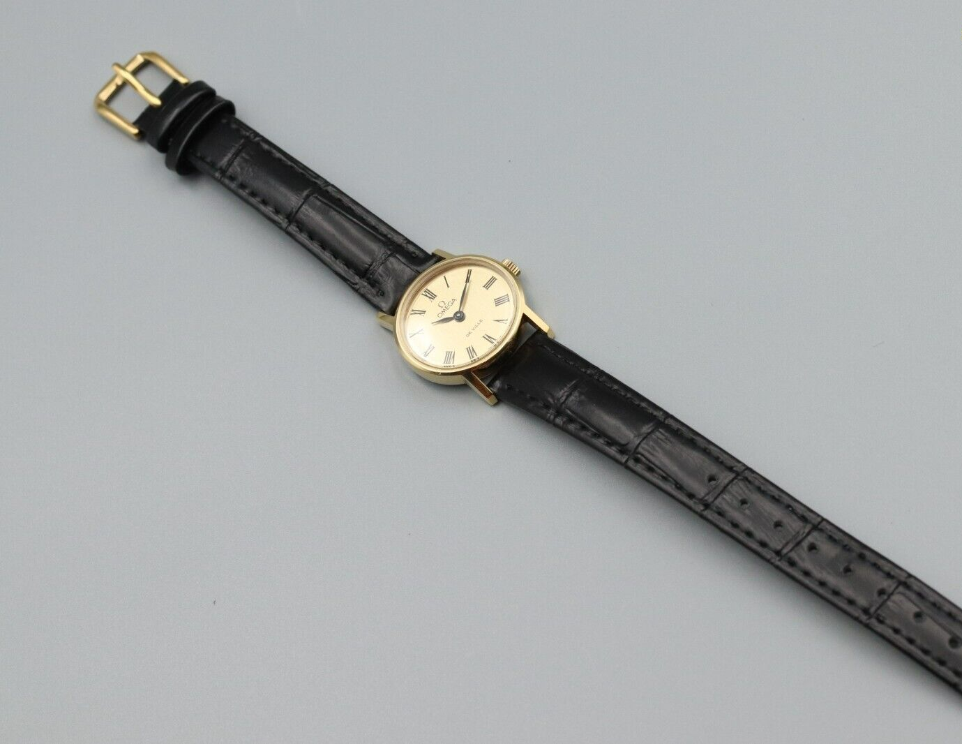 *N MINT* Vintage OMEGA De Ville Cal.625 Hand Winding Gold Roman Dial Women Watch