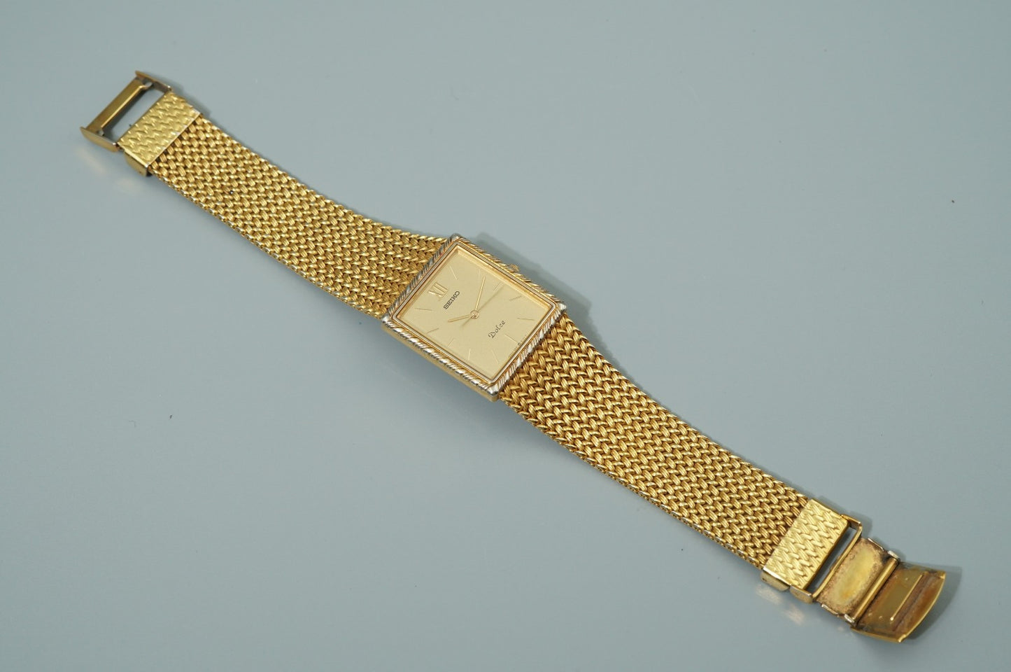 *Exc+5* Vintage 1985 SEIKO Dolce 9531-5100 Qz Gold Rectangle 25mm Women Watch