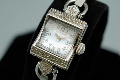 *MINT* HAMILTON  H312710 Quartz White Dial Rectangle 15 mm Women,Ladies Watch