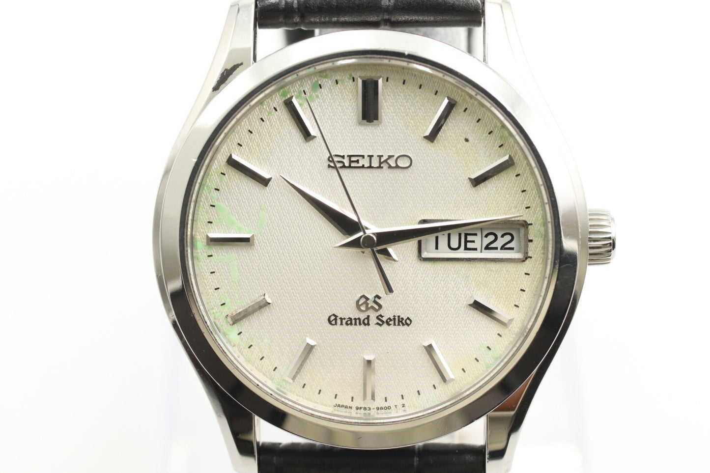 *Exc+4* Polished SEIKO GRAND 9F83-9A00 Quartz White Dial Round 36mm Mens Watch