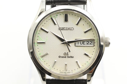 *Exc+4* Polished SEIKO GRAND 9F83-9A00 Quartz White Dial Round 36mm Mens Watch