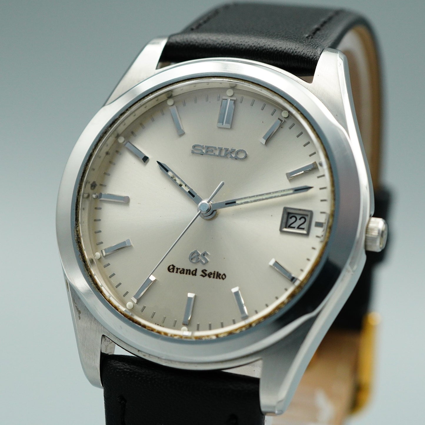 *MINT* Polished GRAND SEIKO GS 8N65-8000 Qz Silver Dial Round 35mm Mens Watch