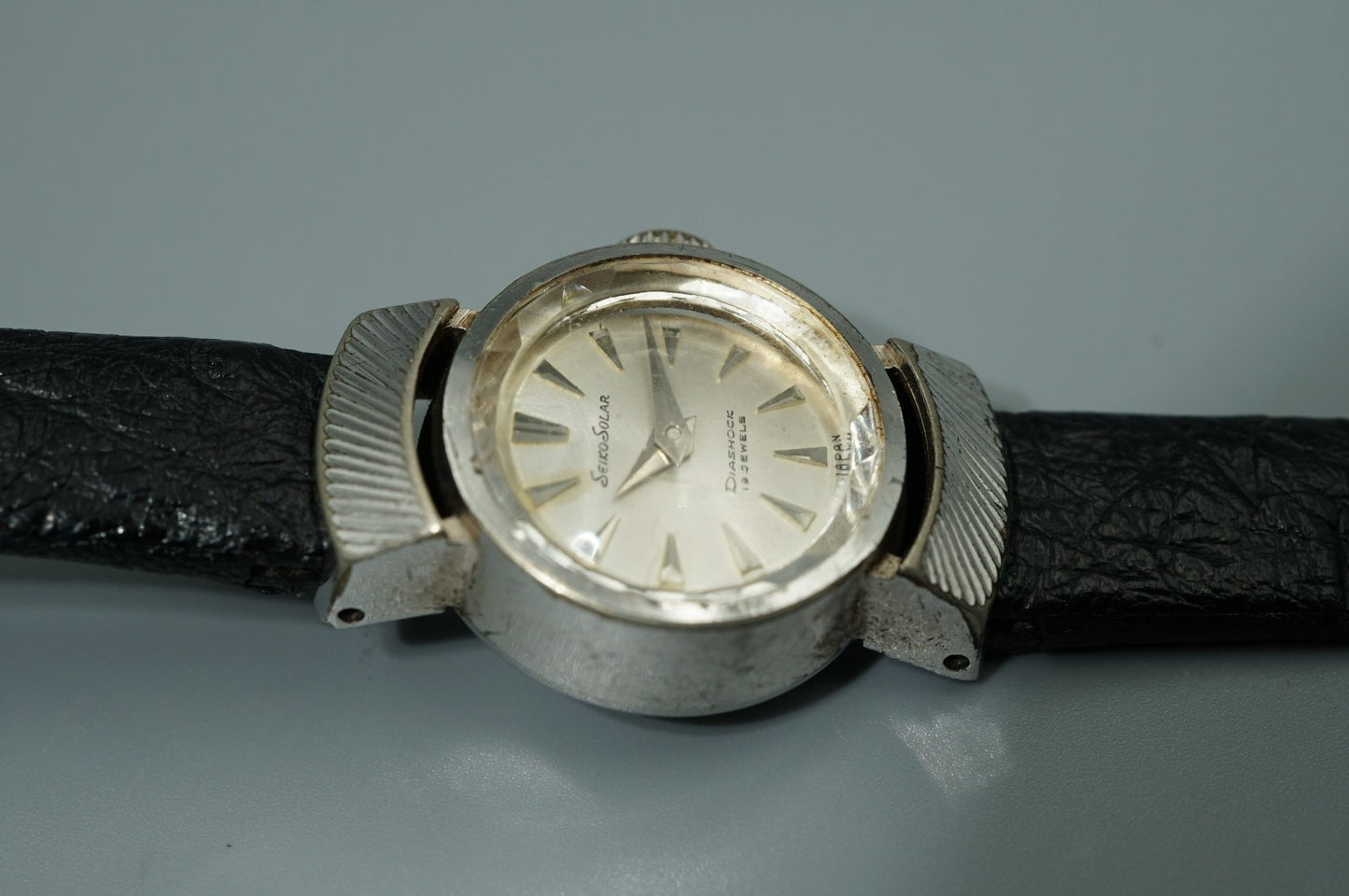 *Exc+4* Vintage 1964 SEIKO Solar Hand Winding Silver Dial Round 17mm Women Watch
