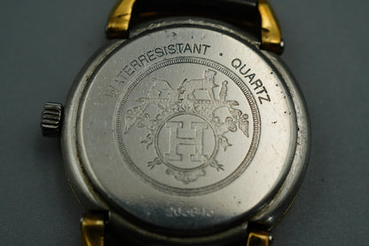 *NEAR MINT* Vintage 1990s HERMES Pullman Qz White Round 24mm Women Watch