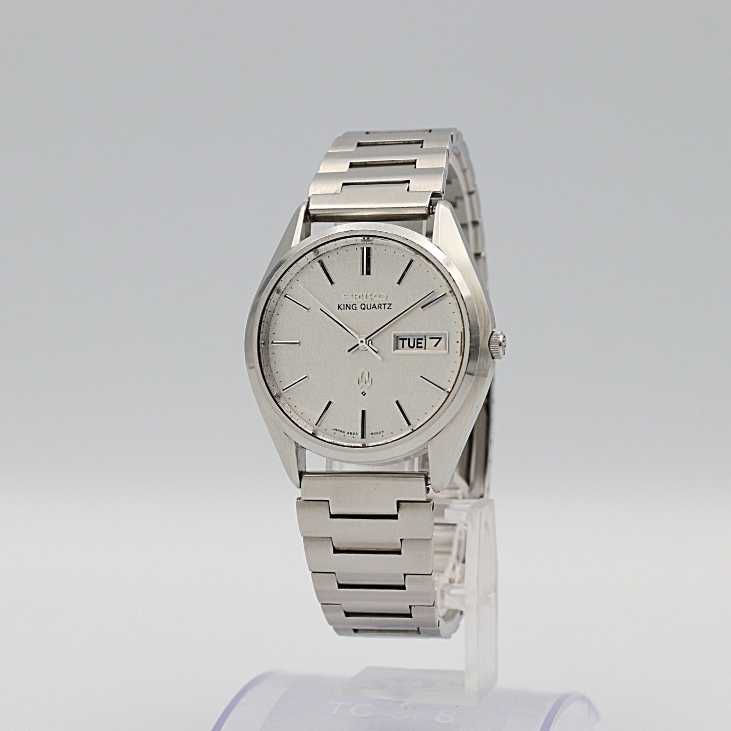 *N MINT* Vintage 1970s SEIKO king 4823-8000 Qz Silver Dial Round 36mm Mens Watch