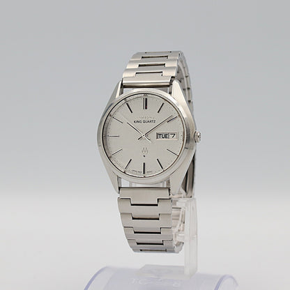 *N MINT* Vintage 1970s SEIKO king 4823-8000 Qz Silver Dial Round 36mm Mens Watch