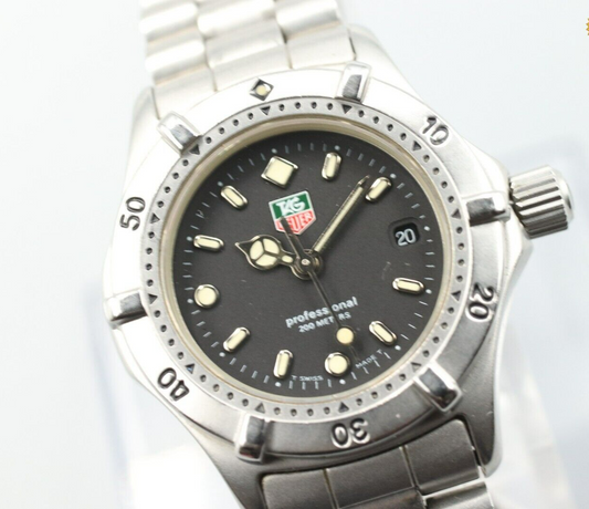*N MINT* Vintage TAG HEUER Professional 2000 WE1410-R Quartz Black Women Watch
