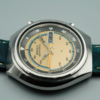 *Exc+5* Vintage 1972 SEIKO 5SPORTS 7015-6000 AT Gold  Round 42mm Mens Watch