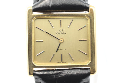 N MINT* Vintage OMEGA De Ville Cal.625 Hand Winding Gold Dial Square Women Watch