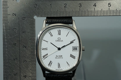 *NEAR MINT* Vintage 1979 OMEGA De Ville Cal.1332 Qz White Roman 31mm Mens Watch