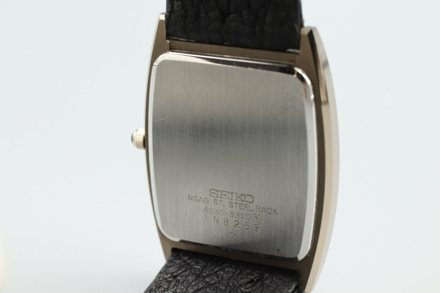 Vintage 1981 [N MINT+3] SEIKO Dolce 6030-5320 Quartz Tank Roman Black Dial JAPAN