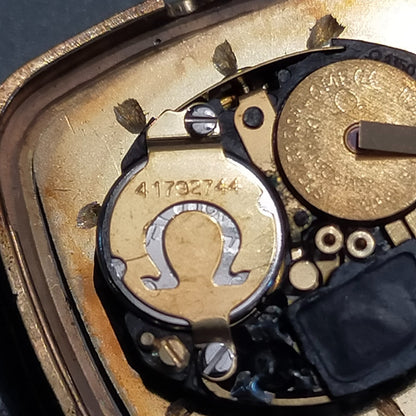 *NEAR MINT* Vintage 1978 OMEGA De Ville Cal.1350 Qz Gold Square 21mm Women Watch
