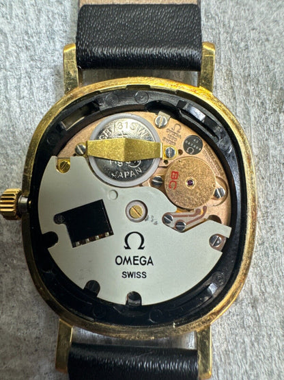 *Exc+5* Vintage OMEGA De Ville Cal.1330 Ref.191.0046 Quartz Gold Dial Mens Watch