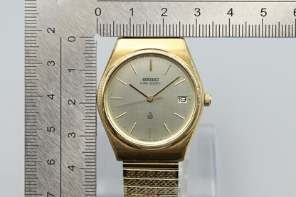 *Exc+4* Vintage SEIKO LOAD Quartz 8242-6000 Silver Dial Round Date Mens Watch