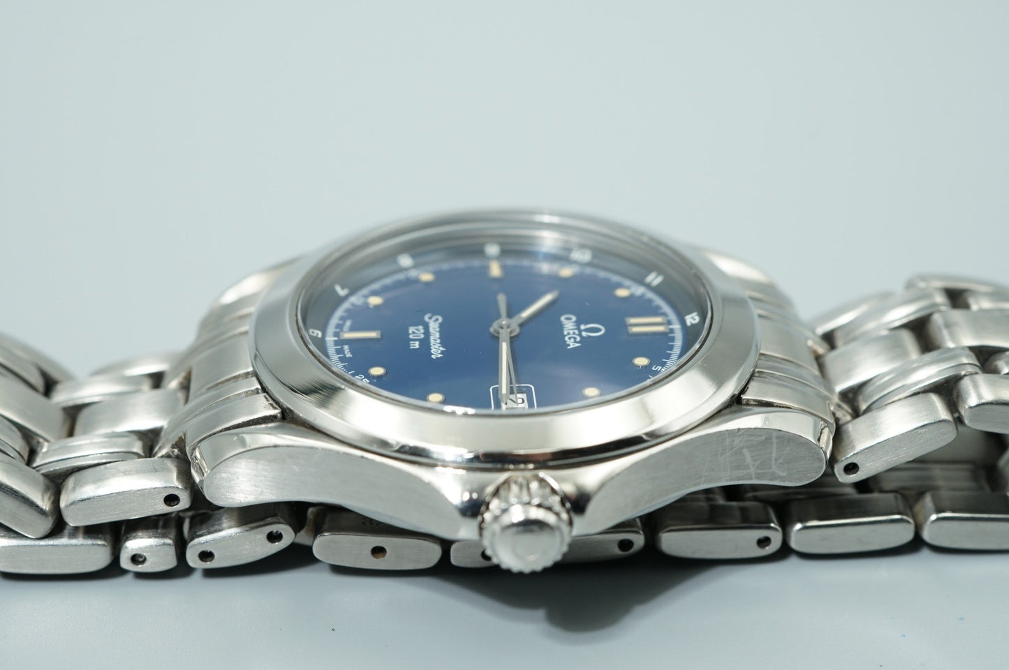 *MINT* Vintage 1994 OMEGA Seamaster Cal.1438 Qz Blue Dial Round 36mm Mens Watch