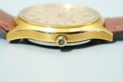 N MINT Vintage 1970s OMEGA De Ville Cal.1325 Ref.192 Qz Gold 35mm Mens Watch