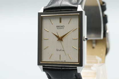*NEAR MINT* Vintage SEIKO Dolce 9521-5050 Quartz White Dial Tank Mens Watch JP