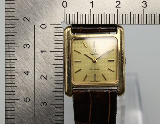 *Exc+5* Vintage OMEGA De Ville Cal.625 Hand Winding Gold Dial Square Women Watch