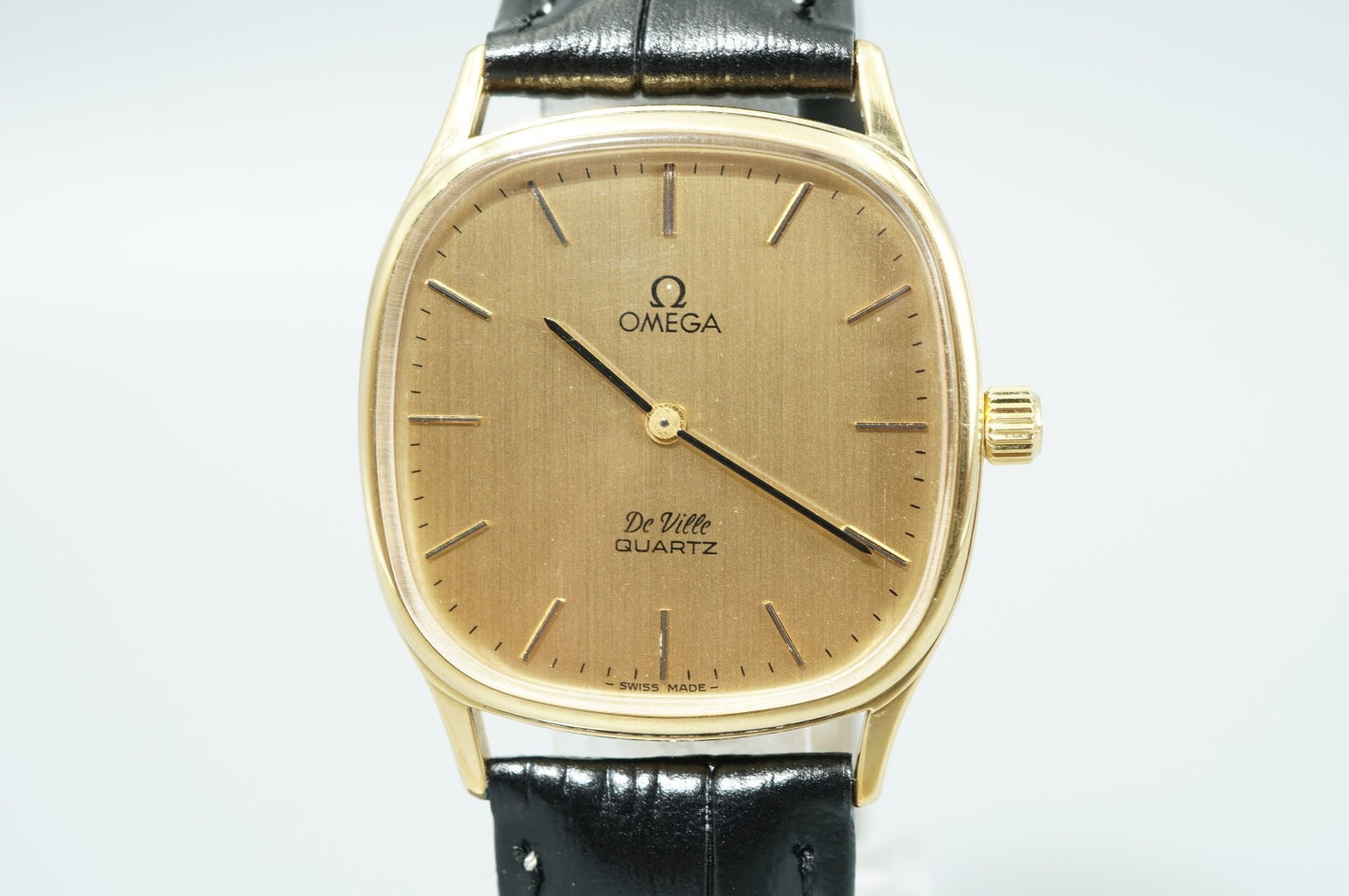 *MINT* Vintage 1977 OMEGA De Ville Cal.1330 Qz Gold Dial Square 31mm Mens Watch