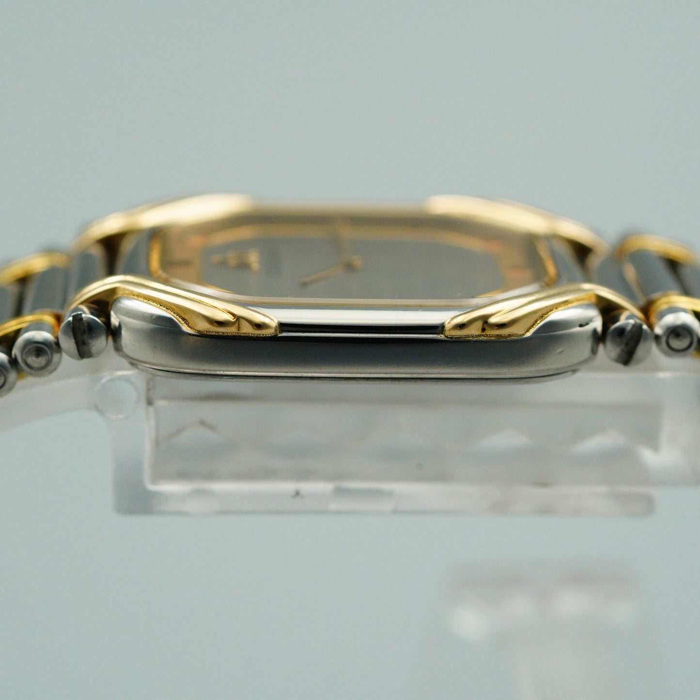 *MINT* Vintage 18KT SEIKO CREDOR 2F70-5490 Qz Silver Rectangle 19mm Women Watch