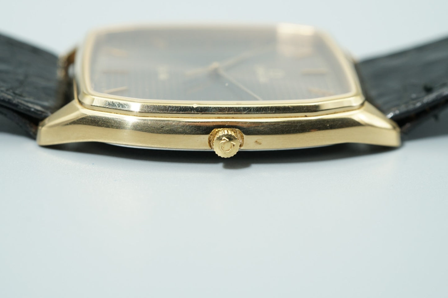 *NEAR MINT* Vintage 1982 OMEGA De Ville Cal.1417 Qz Black Square 30mm Mens Watch
