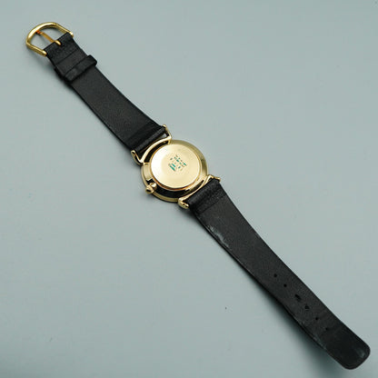 *Exc+5* Vintage SEIKO 2220-0530 Quartz Black Dial Round 31mm Mens Watch