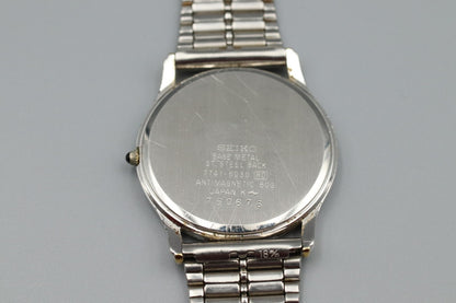 *Exc+5* Vintage 1997/5 SEIKO DOLCE 7741-6030 Quartz Gold Dial Mens Watch JAPAN