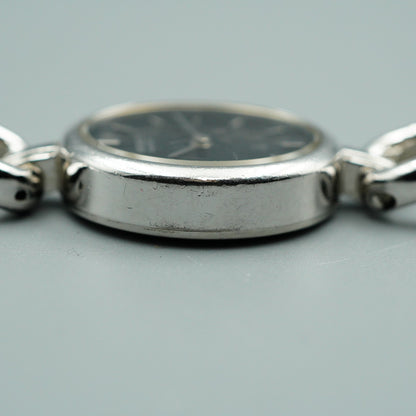 *Exc+5* Vintage SEIKO Vintage 1400-5180 Quartz Black Round 18mm Women Watch