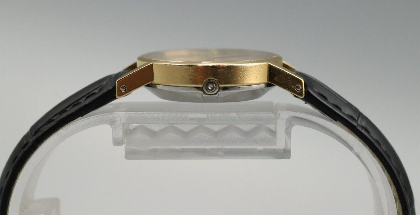 *Exc+5* Vintage OMEGA De Ville Cal.1351 Quartz Gold Roman Dial Round Women Watch