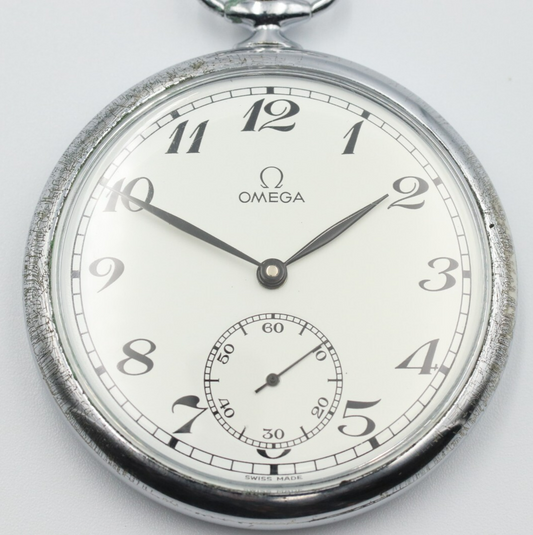 *Exc+5* Vintage 1940s OMEGA Pocket watch Cal.960 Hand Winding Small Second White
